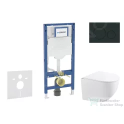   Geberit Duofix falra szerelhető WC szett, Kielle Gaia kompakt WC soft close ülőkével, Geberit Sigma 20 matt/fényes fekete nyomólappal SANI11CA5119B
