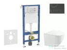 Geberit Duofix falra szerelhető WC szett, Kielle Gaia kompakt WC és soft close ülőkével, Geberit Delta 50 matt fekete nyomólappal SANI11CA5122B