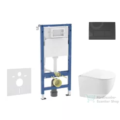   Geberit Duofix falra szerelhető WC szett, Kielle Gaia kompakt WC és soft close ülőkével, Geberit Delta 50 matt fekete nyomólappal SANI11CA5122B