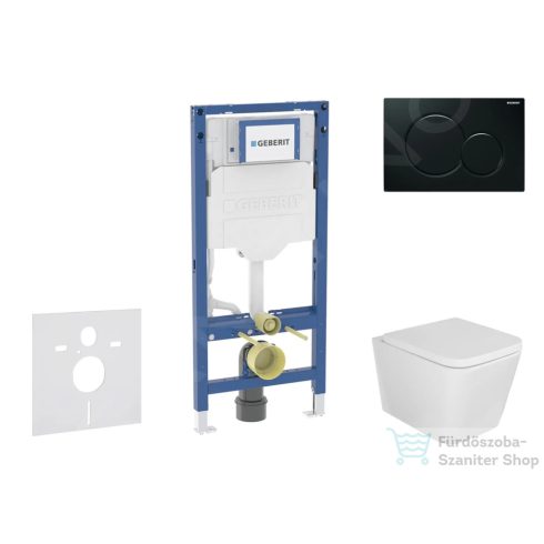 Geberit Duofix falra szerelhető WC szett, Kielle Arkas I WC soft close ülőkével, Geberit Sigma 01 ényes fekete nyomólappal SANI11CA5123B