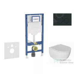   Geberit Duofix falra szerelhető WC szett, Kielle Oudee WC és soft close ülőkével, Geberit Sigma 20 matt/fényes fekete nyomólappal SANI11CA5128B