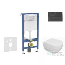   Geberit Duofix falra szerelhető WC szett, Kielle Oudee WC és soft close ülőkével, Geberit Delta 50 matt fekete nyomólappal SANI11CA5129B