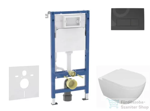 Geberit Duofix falra szerelhető WC szett, Kielle Oudee WC és soft close ülőkével, Geberit Delta 50 matt fekete nyomólappal SANI11CA5129B