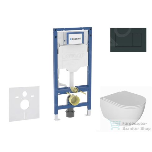 Geberit Duofix falra szerelhető WC szett, Kielle Oudee WC és soft close ülőkével, Geberit Sigma 30 fényes/matt fekete nyomólappal SANI11CA5130B