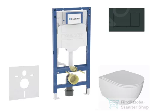 Geberit Duofix falra szerelhető WC szett, Kielle Oudee WC és soft close ülőkével, Geberit Sigma 30 fényes/matt fekete nyomólappal SANI11CA5130B