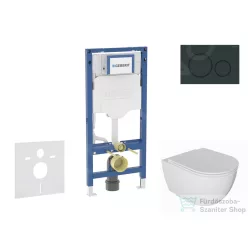   Geberit Duofix falra szerelhető WC szett, Kielle Oudee WC és soft close ülőkével, Geberit Sigma 20 fényes/matt fekete nyomólappal SANI11CA5131B