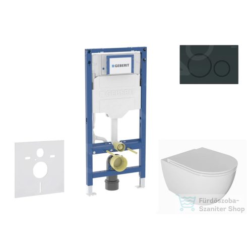 Geberit Duofix falra szerelhető WC szett, Kielle Oudee WC és soft close ülőkével, Geberit Sigma 20 fényes/matt fekete nyomólappal SANI11CA5131B
