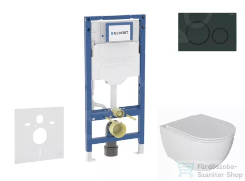 Geberit Duofix falra szerelhető WC szett, Kielle Oudee WC és soft close ülőkével, Geberit Sigma 20 fényes/matt fekete nyomólappal SANI11CA5131B