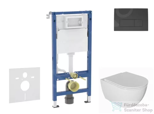 Geberit Duofix falra szerelhető WC szett, Kielle Oudee WC és softclose ülőkével, Geberit Delta 50 matt fekete nyomólappal SANI11CA5132B