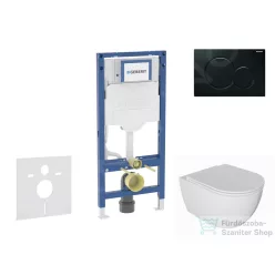   Geberit Duofix falra szerelhető WC szett, Kielle Oudee WC és soft close ülőkével, Geberit Sigma 01 fekete nyomólappal SANI11CA5133B
