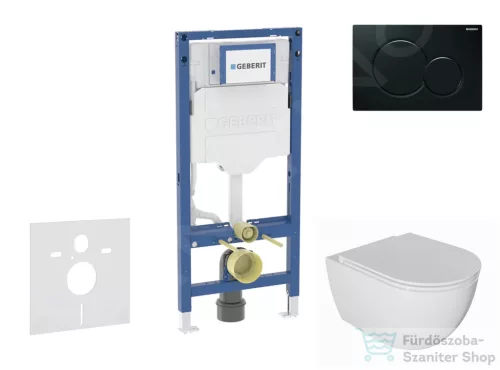Geberit Duofix falra szerelhető WC szett, Kielle Oudee WC és soft close ülőkével, Geberit Sigma 01 fekete nyomólappal SANI11CA5133B