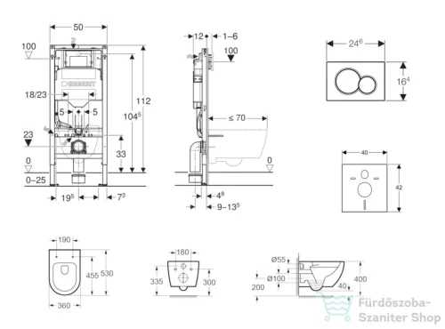 Geberit Duofix falra szerelhető WC szett, Kielle Oudee WC és soft close ülőkével, Geberit Sigma 01 fekete nyomólappal SANI11CA5133B
