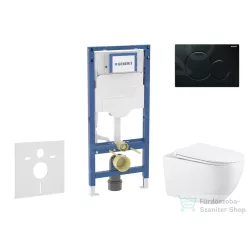   Geberit Duofix falra szerelhető WC szett, Kielle Gaia WC és soft close ülőkével, Geberit Sigma 01 fekete nyomólappal SANI11CA5134B