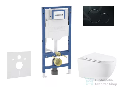 Geberit Duofix falra szerelhető WC szett, Kielle Gaia WC és soft close ülőkével, Geberit Sigma 01 fekete nyomólappal SANI11CA5134B