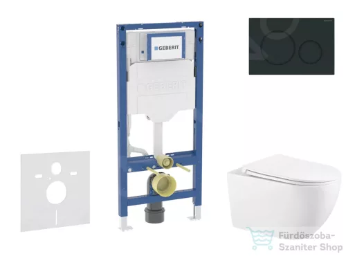 Geberit Duofix falra szerelhető WC szett, Kielle Gaia WC soft close ülőkével, Sigma 20 matt/fényes fekete színű nyomólappal SANI11CA5135B