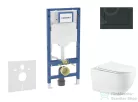 Geberit Duofix falra szerelhető WC szett, Kielle Gaia WC soft close ülőkével, Geberit Sigma 30 fényes/matt fekete nyomólappal SANI11CA5136B