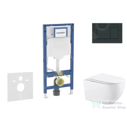  Geberit Duofix falra szerelhető WC szett, Kielle Gaia WC soft close ülőkével, Geberit Sigma 30 fényes/matt fekete nyomólappal SANI11CA5136B