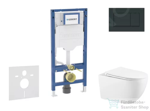 Geberit Duofix falra szerelhető WC szett, Kielle Gaia WC soft close ülőkével, Geberit Sigma 30 fényes/matt fekete nyomólappal SANI11CA5136B
