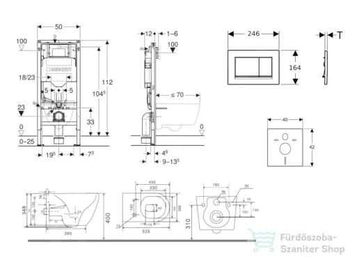Geberit Duofix falra szerelhető WC szett, Kielle Gaia WC soft close ülőkével, Geberit Sigma 30 fényes/matt fekete nyomólappal SANI11CA5136B