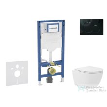   Geberit Duofix falra szerelhető WC szett, Kielle Oudee Vortex kompakt WC és soft close ülőkével, Geberit Sigma 01 fényes fekete nyomólappal SANI11CA5139B