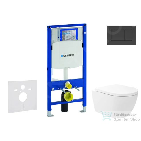 Geberit Duofix falra szerelhető WC szett, Kielle Oudee WC és soft close ülőkével, Geberit Sigma 30 matt/fényes fekete nyomólappal SANI11CA5144