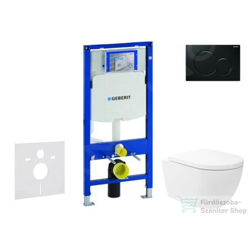 Geberit Duofix falra szerelhető WC szett, Kielle Oudee WC és soft close ülőkével, Geberit Sigma 01 fényes fekete nyomólappal SANI11CA5145