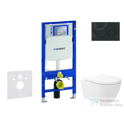 Geberit Duofix falra szerelhető WC szett, Kielle Oudee WC és softclose ülőkével, Geberit Sigma 20 matt/fényes fekete nyomólappal SANI11CA5146