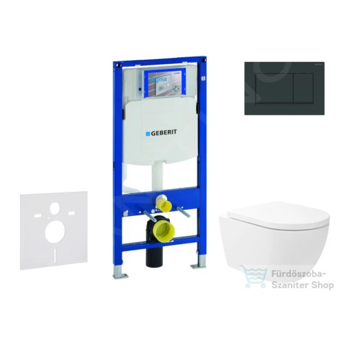 Geberit Duofix falra szerelhető WC szett, Kielle Oudee WC és softclose ülőkével, Geberit Sigma 30 fényes/matt fekete nyomólappal SANI11CA5147