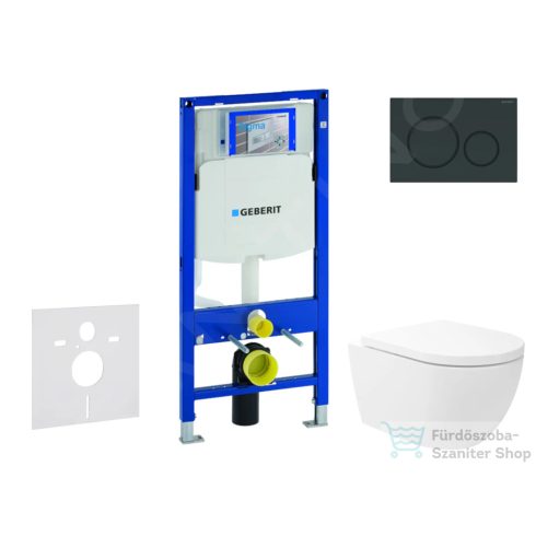 Geberit Duofix falra szerelhető WC szett, Kielle Oudee WC és softclose ülőkével, Geberit Sigma 20 fényes/matt fekete nyomólappal SANI11CA5148