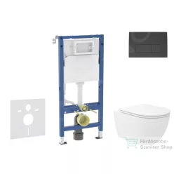   Geberit Duofix falra szerelhető WC szett, Kielle Oudee Vortex WC és soft close ülőke, Geberit Delta 50 matt fekete nyomólappal SANI11CA5155B