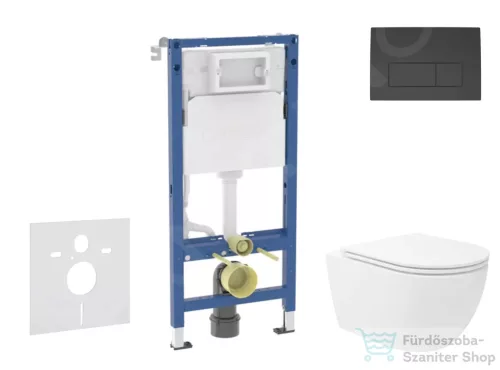 Geberit Duofix falra szerelhető WC szett, Kielle Oudee Vortex WC és soft close ülőke, Geberit Delta 50 matt fekete nyomólappal SANI11CA5155B
