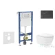 Geberit Duofix falra szerelhető WC szett, Kielle Oudee Vortex WC és soft close ülőke, Geberit Delta 50 matt fekete nyomólappal SANI11CA5155B