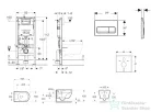Geberit Duofix falra szerelhető WC szett, Kielle Oudee Vortex WC és soft close ülőke, Geberit Delta 50 matt fekete nyomólappal SANI11CA5155B