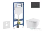 Geberit Duofix falra szerelhető WC szett, Kielle OUDEE Vortex rimless+ WC softclose ülőkével, Geberit Sigma 30 matt/fényes fekete nyomólappal, fehér SANI11CA5156