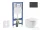 Geberit Duofix falra szerelhető WC szett, Kielle OUDEE Vortex rimless+ WC softclose ülőkével, Geberit Sigma 30 matt/fényes fekete nyomólappal, fehér SANI11CA5156