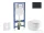 Geberit Duofix falra szerelhető WC szett, Kielle OUDEE Vortex rimless+ WC softclose ülőkével, Geberit Sigma 20 matt/fényes fekete nyomólappal, fehér SANI11CA5157