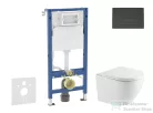 Geberit Duofix Basic falra szerelhető WC szett, Kielle OUDEE Vortex rimless+ WC softclose ülőkével, Geberit Delta 50 matt fekete nyomólappal SANI11CA5160