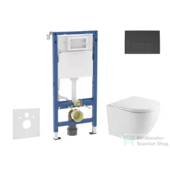   Geberit Duofix Basic falra szerelhető WC szett, Kielle OUDEE Vortex rimless+ WC softclose ülőkével, Geberit Delta 50 matt fekete nyomólappal SANI11CA5160