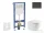 Geberit Duofix Basic falra szerelhető WC szett, Kielle OUDEE Vortex rimless+ WC softclose ülőkével, Geberit Delta 50 matt fekete nyomólappal SANI11CA5160