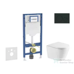   Geberit Duofix falra szerelhető WC szett, Kielle NEFIA Vortex rimless+ WC softclose ülőkével, Geberit Sigma 20 matt/fényes fekete nyomólappal, fehér SANI11CA5163