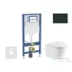 Geberit Duofix falra szerelhető WC szett, Kielle NEFIA Vortex rimless+ WC softclose ülőkével, Geberit Sigma 20 matt/fényes fekete nyomólappal, fehér SANI11CA5163