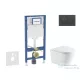 Geberit Duofix falra szerelhető WC szett, Kielle NEFIA Vortex rimless+ WC softclose ülőkével, Geberit Sigma 20 fényes/matt fekete nyomólappal, fehér SANI11CA5165
