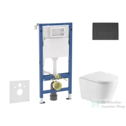   Geberit Duofix Basic falra szerelhető WC szett, Kielle Nefia Vortex rimless+ WC softclose ülőkével, Geberit Delta 50 matt fekete nyomólappal SANI11CA5166