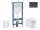 Geberit Duofix Basic falra szerelhető WC szett, Kielle Nefia Vortex rimless+ WC softclose ülőkével, Geberit Delta 50 matt fekete nyomólappal SANI11CA5166