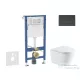 Geberit Duofix Basic falra szerelhető WC szett, Kielle Nefia Vortex rimless+ WC softclose ülőkével, Geberit Delta 50 matt fekete nyomólappal SANI11CA5166