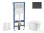 Geberit Duofix Basic falra szerelhető WC szett, Kielle OUDEE Vortex rimless+ WC softclose ülőkével, Geberit Delta 50 matt fekete nyomólappal, fehér SANI11CA5172
