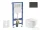 Geberit Duofix Basic falra szerelhető WC szett, Kielle OUDEE Vortex rimless+ WC softclose ülőkével, Geberit Delta 50 matt fekete nyomólappal, fehér SANI11CA5178
