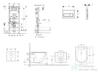 Geberit Duofix Basic falra szerelhető WC szett, Kielle OUDEE Vortex rimless+ WC softclose ülőkével, Geberit Delta 50 matt fekete nyomólappal, fehér SANI11CA5178