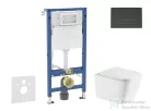 Geberit Duofix Basic falra szerelhető WC szett, Kielle Arkas I Vortex+ WC softclose ülőkével, Geberit Delta 50 matt fekete nyomólappal SANI11CA5184