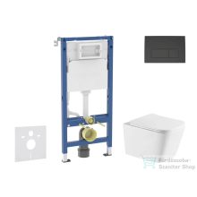   Geberit Duofix Basic falra szerelhető WC szett, Kielle Arkas I Vortex+ WC softclose ülőkével, Geberit Delta 50 matt fekete nyomólappal SANI11CA5184